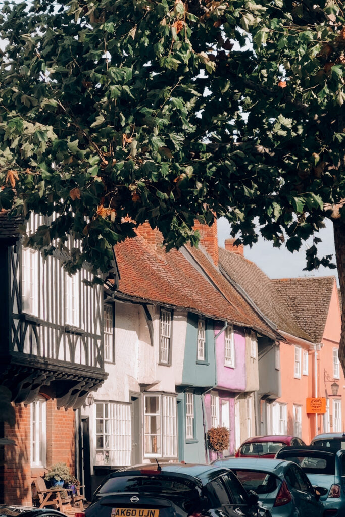 colourful houses in Castle Street in Saffron Walden